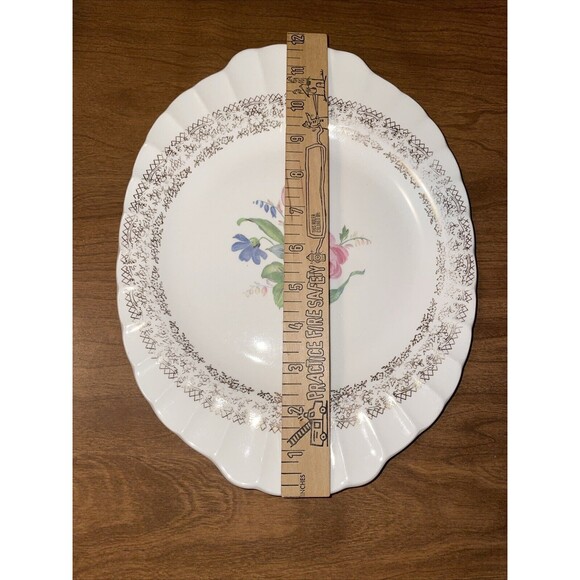 Vintage Fairbanks Ward China SHARON Serving Plate 22k Gold Trim 12" x 9 1/2" - Picture 11 of 16